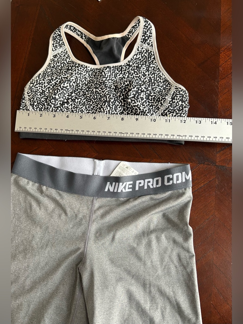 Nike Black & White Leopard-Print Racerback Sports Bra set size s - Picture 5 of 9